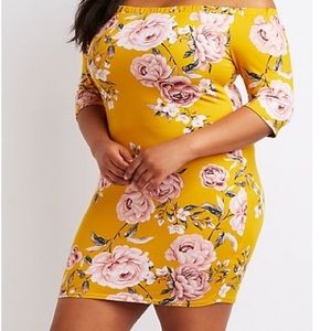 Plus Size Floral Off-The-Shoulder Bodycon Dress
